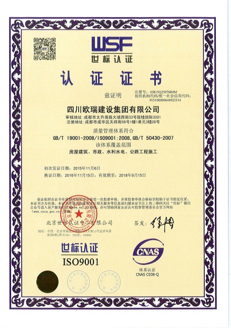 壹定发集团世标认证ISO9001